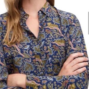 J. CREW •RARE• 100% Silk Button-up Shirt In Botanical Cheetah Print Size 8